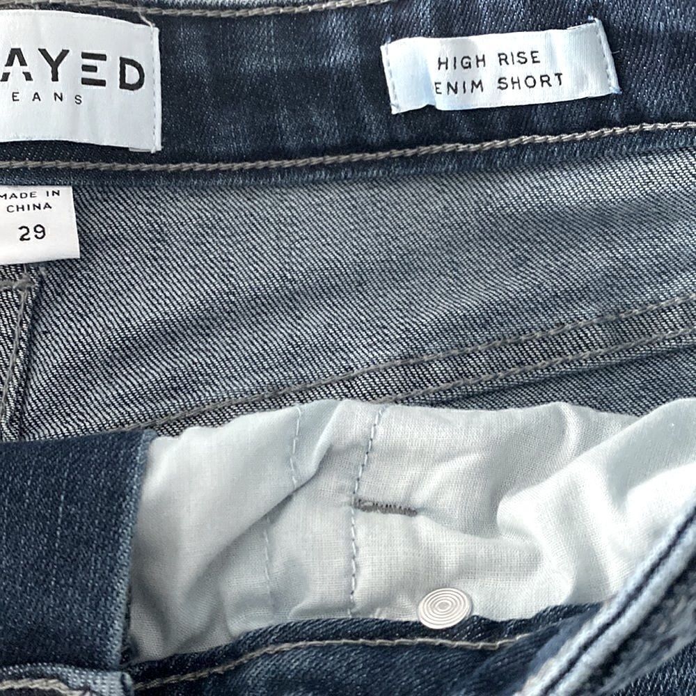 Frayed High Rise Denim Shorts 29 Raw Hem Zip Up Summer - Picture 7 of 12